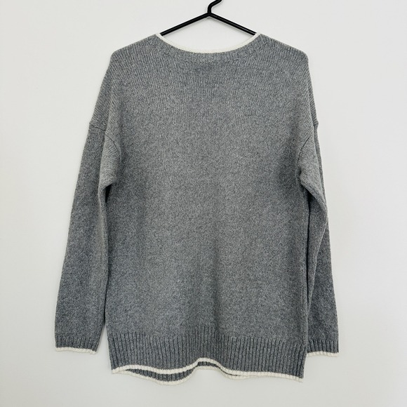 J Jill Sweater Womens Small Gray Chenille Snowflake Intarsia Holiday Rustic Cozy - Picture 4 of 7